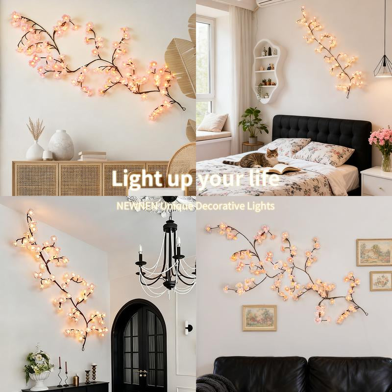 LED Cherry Blossom Rose Twig Fairy Light, 1.8M Flexible LED Branch String with 8 Lighting Modes, Outdoor Indoor Decorative Tree Vine Lights for Wedding Party Garden Christmas Decor