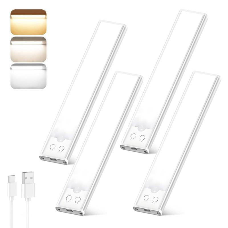 Closet Lights,4 Pack under Cabinetlights with Motion Sensor, USB Rechargeable Nightlights with 3 Color Temps, Portable LED Wall Sconcedimmable Closet Lights with Warm & Cold Lighting,Christmas Lights, Christmas Decorationsthanksgiving Hostess Gifts