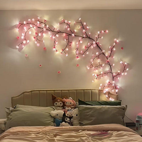 LED Cherry Blossom Rose Twig Fairy Light, 1.8M Flexible LED Branch String with 8 Lighting Modes, Outdoor Indoor Decorative Tree Vine Lights for Wedding Party Garden Christmas Decor