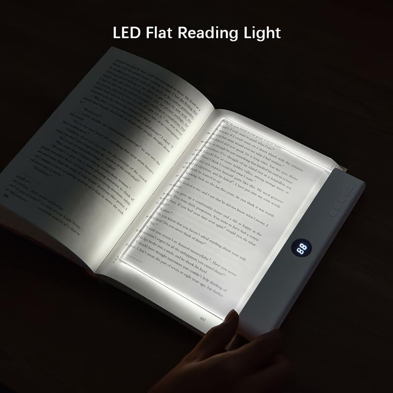 Book Light, Rechargeable Clear LED Flat Reading Light with & Timer, Dimmable Panel Plate Lamp Book Full Page Light for Reading in Bed at Night, Funny Gifts for Readers
