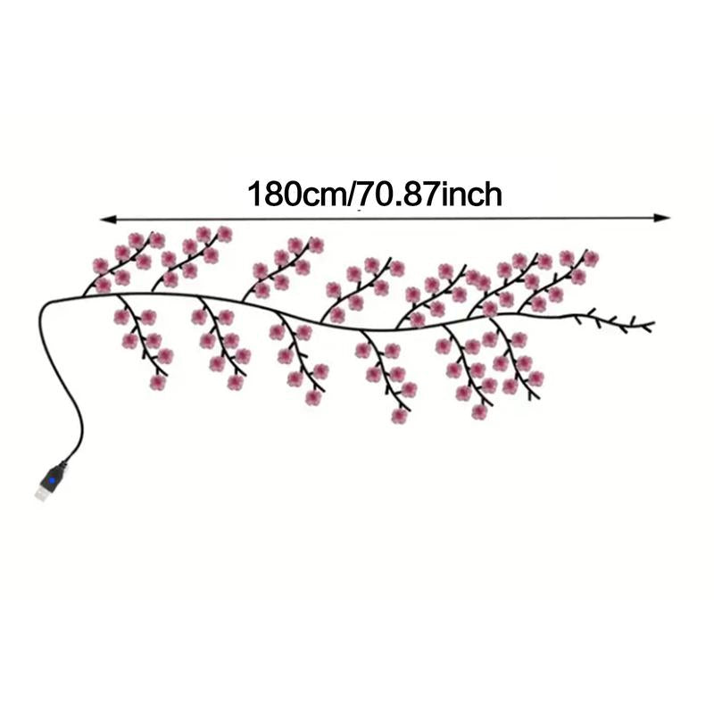 70 Inches 72 Leds Cherry Blossom Branch Lights Usb-Powered Bendable Garland Willow Vine with Fairy Lights for Wedding Valentine'S Day Party Home Wall Decor