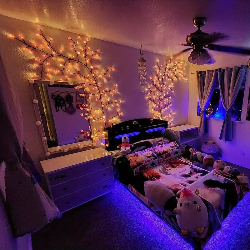 70 Inches 72 Leds Cherry Blossom Branch Lights Usb-Powered Bendable Garland Willow Vine with Fairy Lights for Wedding Valentine'S Day Party Home Wall Decor