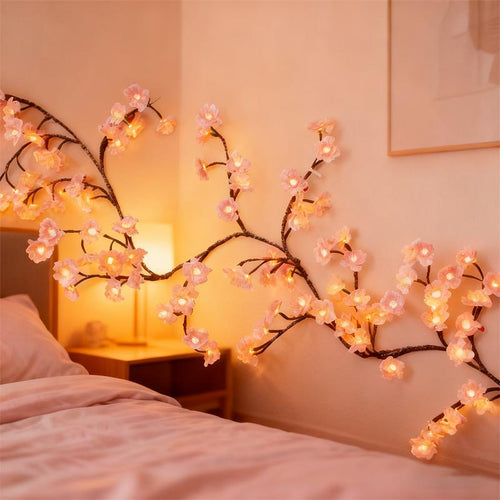 LED Cherry Blossom Rose Twig Fairy Light, 1.8M Flexible LED Branch String with 8 Lighting Modes, Outdoor Indoor Decorative Tree Vine Lights for Wedding Party Garden Christmas Decor