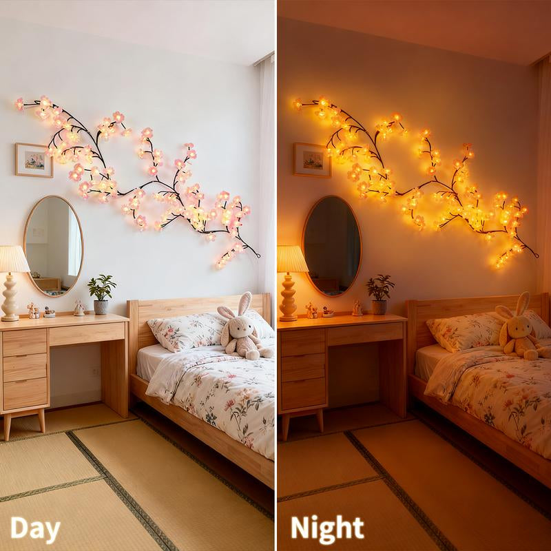 LED Cherry Blossom Rose Twig Fairy Light, 1.8M Flexible LED Branch String with 8 Lighting Modes, Outdoor Indoor Decorative Tree Vine Lights for Wedding Party Garden Christmas Decor