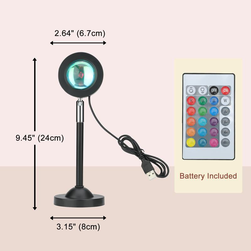 Valentine‘S Day Fall Sunset Lamp Projector Light 180° Adjustable Sunset Mood Lamp, 4 Modes, Remote Control RGB Ambient Night Light for Bedroom, Gaming Room, Live Streaming Photography & Parties Home Wall Decor Party Live Streaming Christmas Gift Led Multi