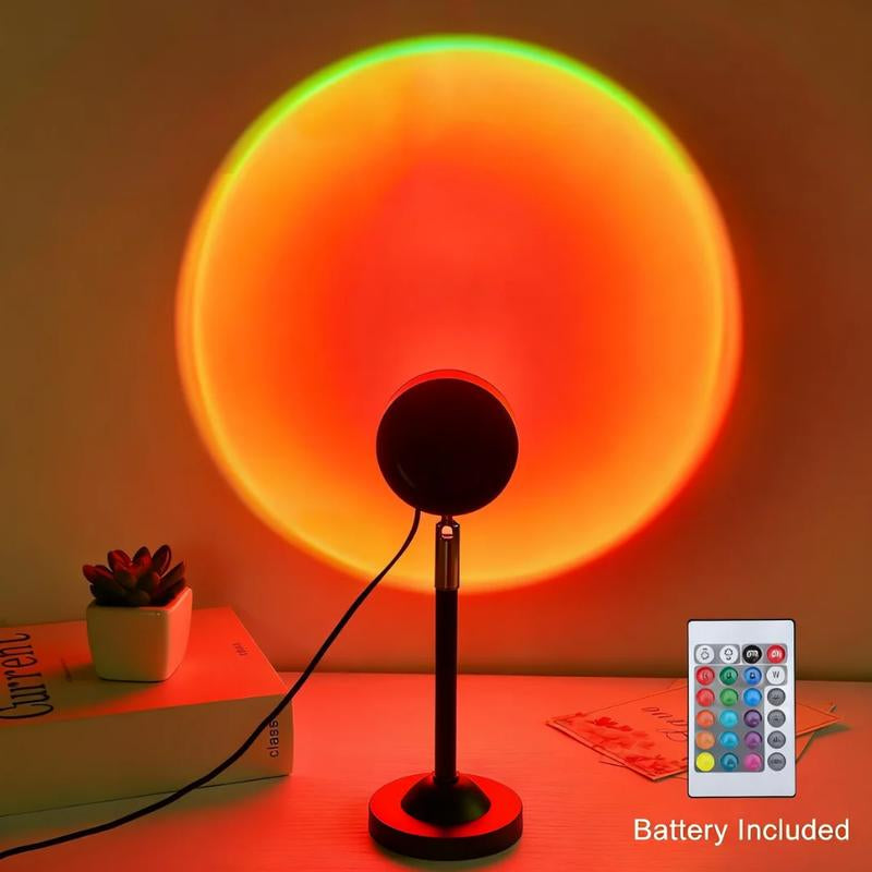 Valentine‘S Day Fall Sunset Lamp Projector Light 180° Adjustable Sunset Mood Lamp, 4 Modes, Remote Control RGB Ambient Night Light for Bedroom, Gaming Room, Live Streaming Photography & Parties Home Wall Decor Party Live Streaming Christmas Gift Led Multi